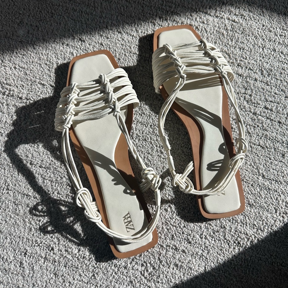 Zara Cream Knotted Sandals